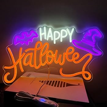 ネオンサイン　ネオン管　宇宙人　ハロウィン　パーティー装飾　オーダーメイド Amazon.co.jp: Happy Halloween ネオンサイン LEDハロウィン